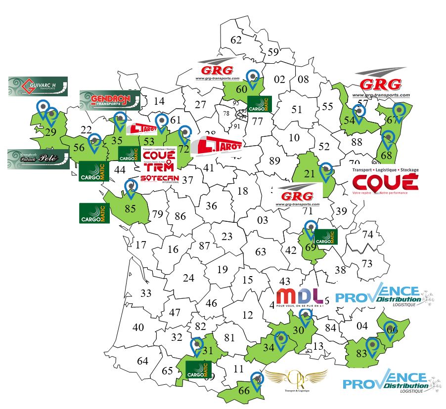 Carte implantation des partenaires OTMS